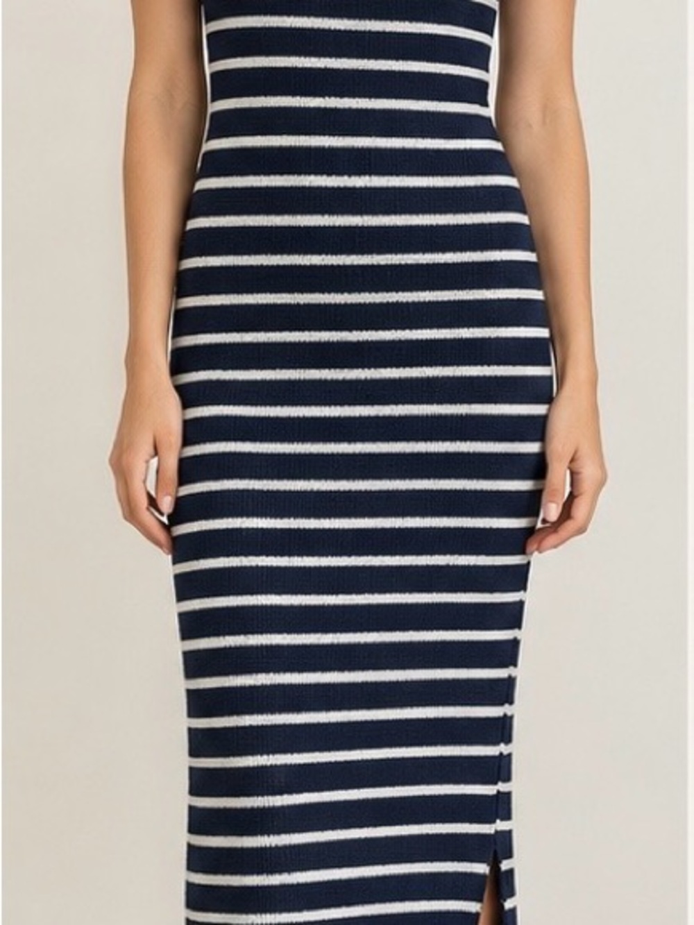 Express Maxi Dress Navy Blue & White Striped 100% Cotton Size XS
